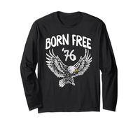 Trendy Apparel 4th of July Born Free '76 Soaring Bald Eagle Manche Longue