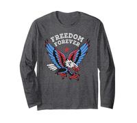 Trendy Apparel 4th of July Freedom Forever Americana Eagle Manche Longue
