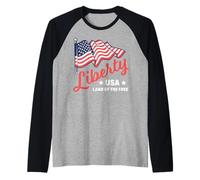 Trendy Apparel 4th of July Liberty USA Land of The Free Manche Raglan
