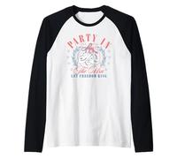 Trendy Apparel 4th of July Party in The USA Let Freedom Ring Manche Raglan
