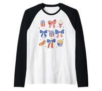Trendy Apparel 4th of July Red White & Blue Bows & Snacks Manche Raglan