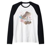 Trendy Apparel 4th of July The American Bald Eagle US Flag Manche Raglan