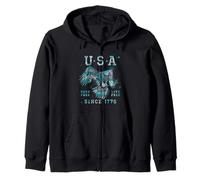 Trendy Apparel 4th of July USA Born Free Live Free 1776 Sweat à Capuche