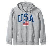 Trendy Apparel 4th of July USA Large Text & American Flag Sweat à Capuche