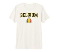 Trendy Apparel Belgium National Flag Embeded Sheild Crest T-Shirt Haut de Gamme