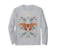 Trendy Apparel Celestial Butterfly Lunar Phases and Flowers Manche Longue
