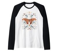 Trendy Apparel Celestial Butterfly Lunar Phases and Flowers Manche Raglan