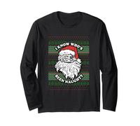 Trendy Apparel Christmas I Know Who's Been Naughty Santa Manche Longue