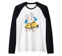Trendy Apparel Cute Puppy Dog Wearing Yellow Raincoat Manche Raglan