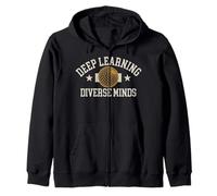 Trendy Apparel Deep Learning Diverse Minds Grid Lines Globes Sweat à Capuche