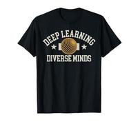 Trendy Apparel Deep Learning Diverse Minds Grid Lines Globes T-Shirt