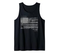 Trendy Apparel Distressed Faded Black and White USA Flag Débardeur