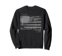 Trendy Apparel Distressed Faded Black and White USA Flag Sweatshirt