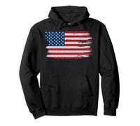 Trendy Apparel Distressed Faded Red White and Blue USA Flag Sweat à Capuche