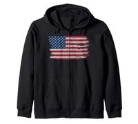 Trendy Apparel Distressed Faded Red White and Blue USA Flag Sweat à Capuche