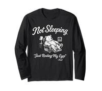 Trendy Apparel Father's Day Not Sleeping Just Resting Bear Manche Longue