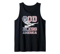 Trendy Apparel God Bless America Flag Print Text Bald Eagle Débardeur