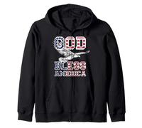 Trendy Apparel God Bless America Flag Print Text Bald Eagle Sweat à Capuche