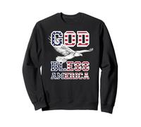 Trendy Apparel God Bless America Flag Print Text Bald Eagle Sweatshirt