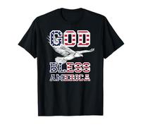 Trendy Apparel God Bless America Flag Print Text Bald Eagle T-Shirt
