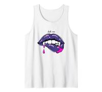 Trendy Apparel Halloween Bite Me Vampire Lips Fangs Dripping Débardeur