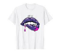 Trendy Apparel Halloween Bite Me Vampire Lips Fangs Dripping T-Shirt