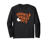 Trendy Apparel Halloween Ghouls Night Out Cute Ghost Quote Manche Longue