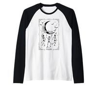 Trendy Apparel Halloween The Moon Skeleton Bats Tarot Card Manche Raglan