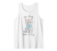 Trendy Apparel I'm Pretty When I Cry Cute Kitten Blue Bow Débardeur