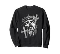 Trendy Apparel Jesus with Crown of Thorns Faith Over Fear Sweatshirt