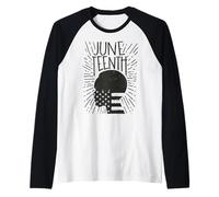 Trendy Apparel Juneteenth Head with American Flag Silhouette Manche Raglan