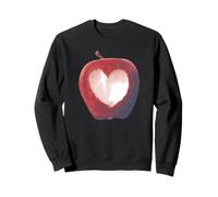 Trendy Apparel Large Red Apple with Heart Carved in Center Sweatshirt
