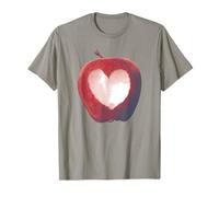 Trendy Apparel Large Red Apple with Heart Carved in Center T-Shirt