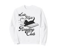 Trendy Apparel Late Night Reading Club Black Cat on Book Sweatshirt