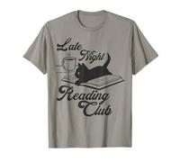 Trendy Apparel Late Night Reading Club Black Cat on Book T-Shirt