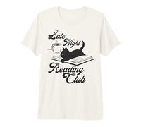 Trendy Apparel Late Night Reading Club Black Cat on Book T-Shirt Haut de Gamme