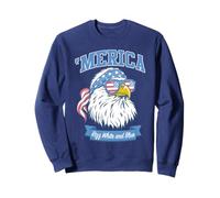 Trendy Apparel 'Merica Rizz White and Blue Bald Eagle Shades Sweatshirt