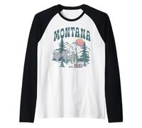 Trendy Apparel Montana Glacier Park Est 1901 Forest Sun Rise Manche Raglan