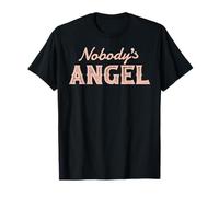 Trendy Apparel Nobody's Angel Faded Bold Text Font T-Shirt