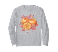 Trendy Apparel Oranges Fruit Arrangement Watercolor Painting Manche Longue