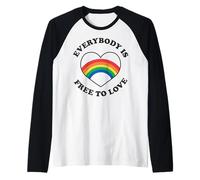 Trendy Apparel Pride Everybody is Free to Love Rainbow Heart Manche Raglan