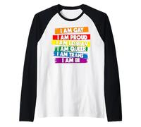 Trendy Apparel Pride I Am Gay I Am Proud I Am Lesbian I Am Manche Raglan