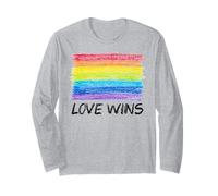 Trendy Apparel Pride Love Wins Crayon Colored Rainbow Flag Manche Longue