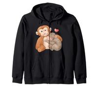 Trendy Apparel Punch The Monkey Cuddling His Plushy Drawing Sweat à Capuche