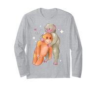 Trendy Apparel Punch The Monkey Hugging His Plushy Drawing Manche Longue