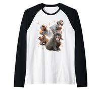Trendy Apparel Punch The Monkey Shining Picture Montage Manche Raglan