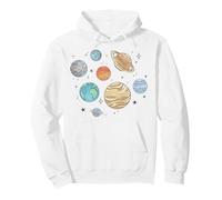 Trendy Apparel Solar System Planets Jumbled Watercolor Style Sweat à Capuche