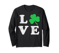 Trendy Apparel St. Patrick's Day Vintage Love with Clover Manche Longue