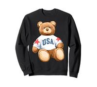 Trendy Apparel Teddy Bear with USA and Stars Sweatshirt Sweatshirt