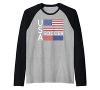 Trendy Apparel USA American Flag Soccer Team Sport Apparel Manche Raglan